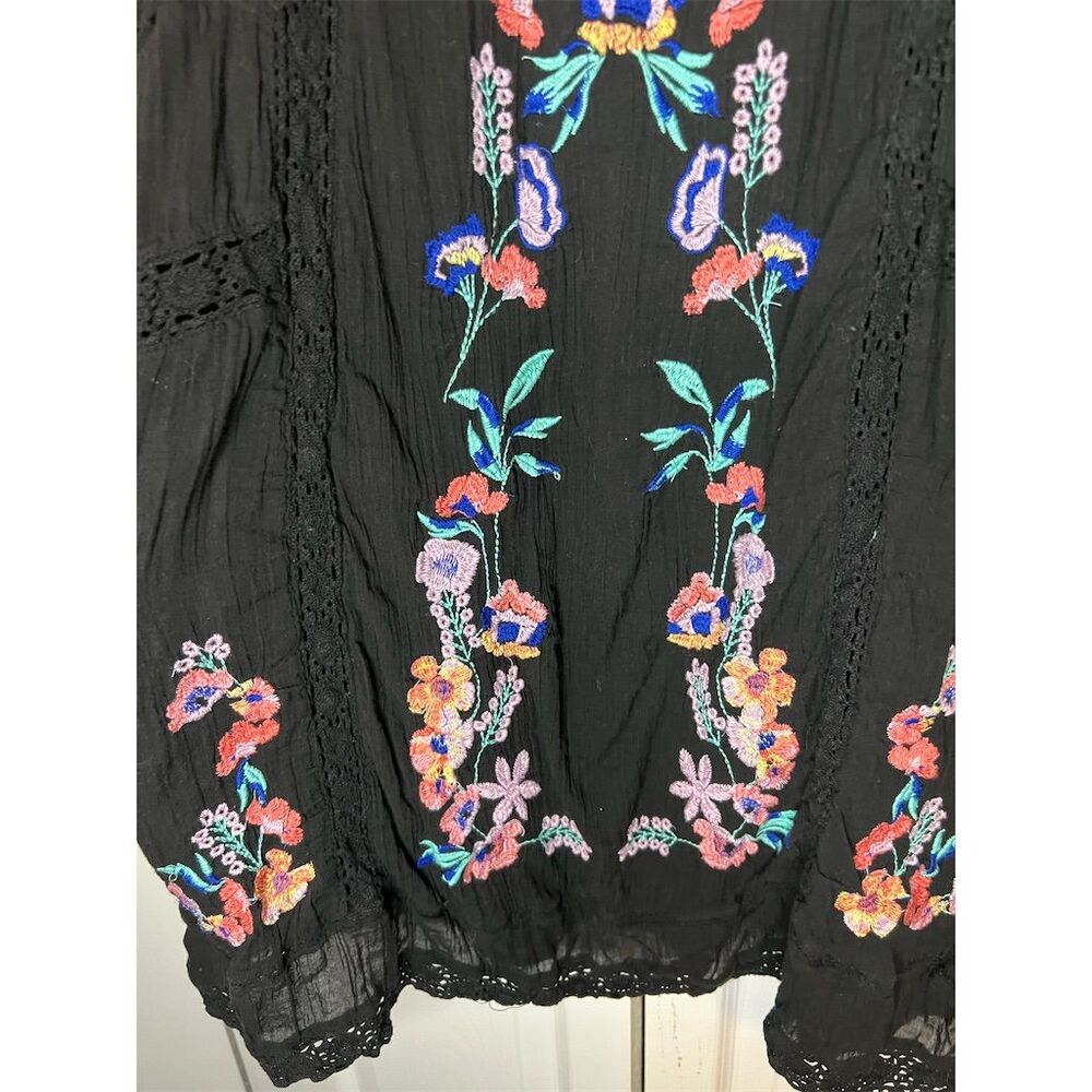Free People Women's M Black Embroidered Shift Dress Party Cocktail - Picture 8 of 12